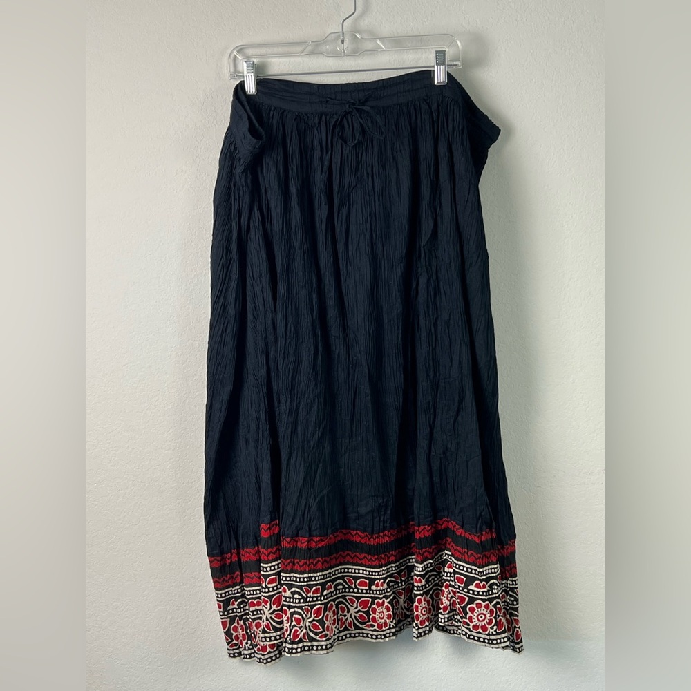 Prophecy Woman by Sag Harbor Black, Red & White Cotton Boho Hippie A-Line Skirt